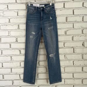 vervet blue ripped high rise slim jeans